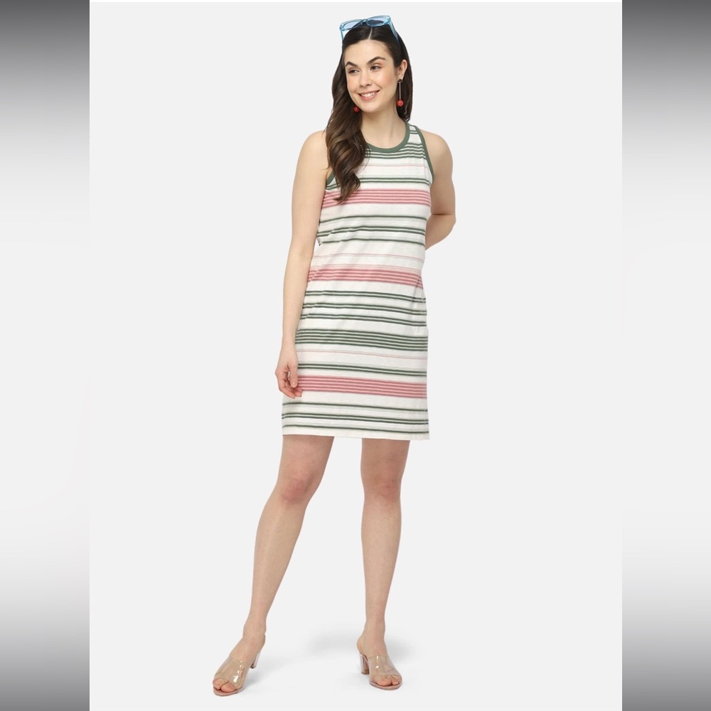 J Jill Striped Summer Sleeveless Colorful Knee Length Dress Woman’s Sz 1X NWT